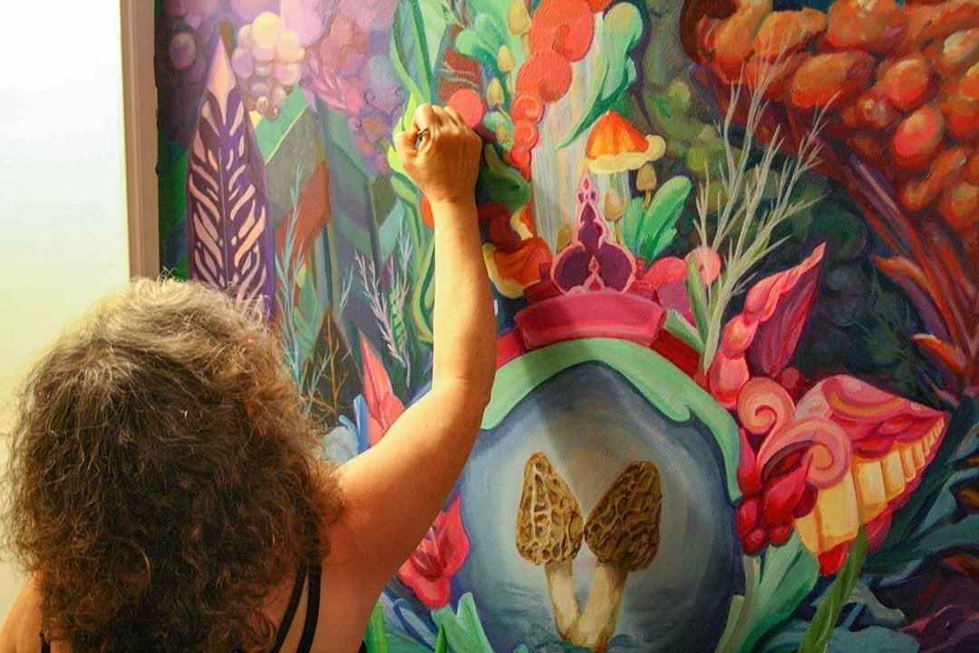 Allyson Grey painting Mushroom Cafe mural