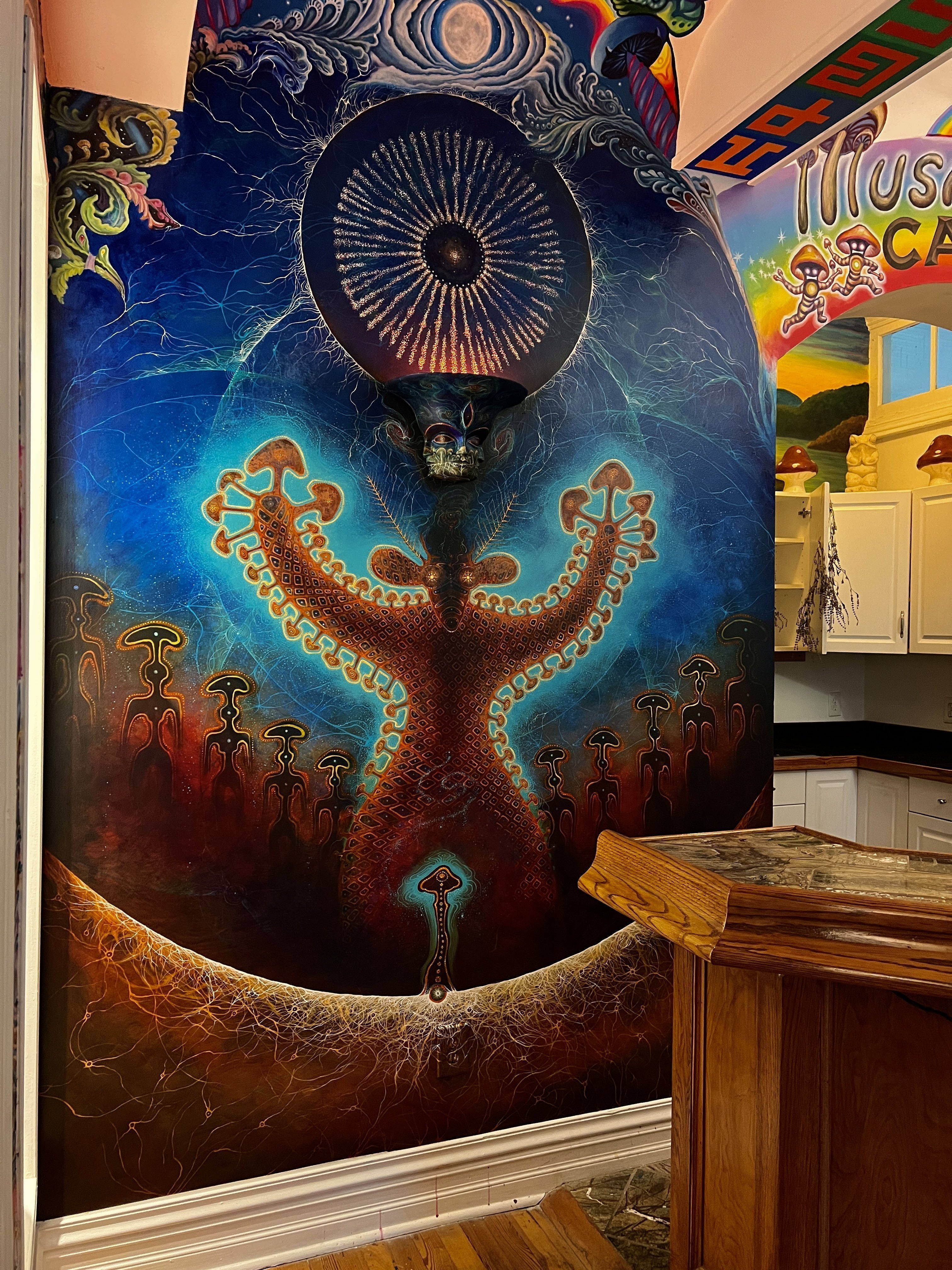 Mushroom Cafe mural by Martin Bridge